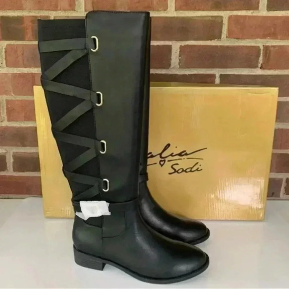 NWT Thalia Sodi Veronkia Faux Leather over the knees boots size 6.5 wide - Picture 1 of 7